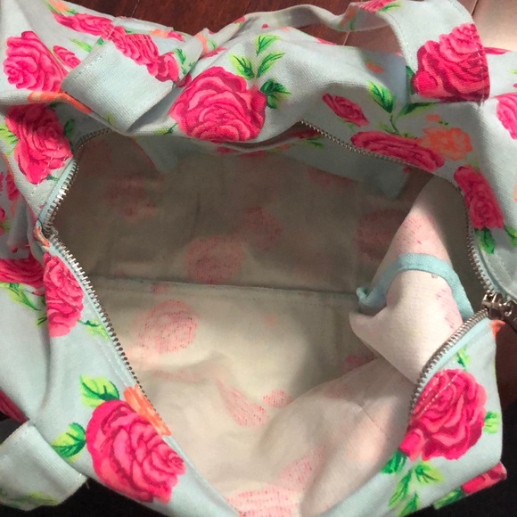 Mint and floral pink bag - Picture 2 of 3